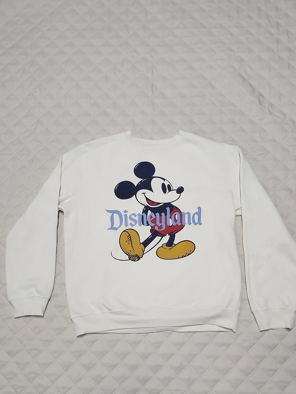 Disney Cream Crewneck with Vintage Mickey and Disneyland Script
